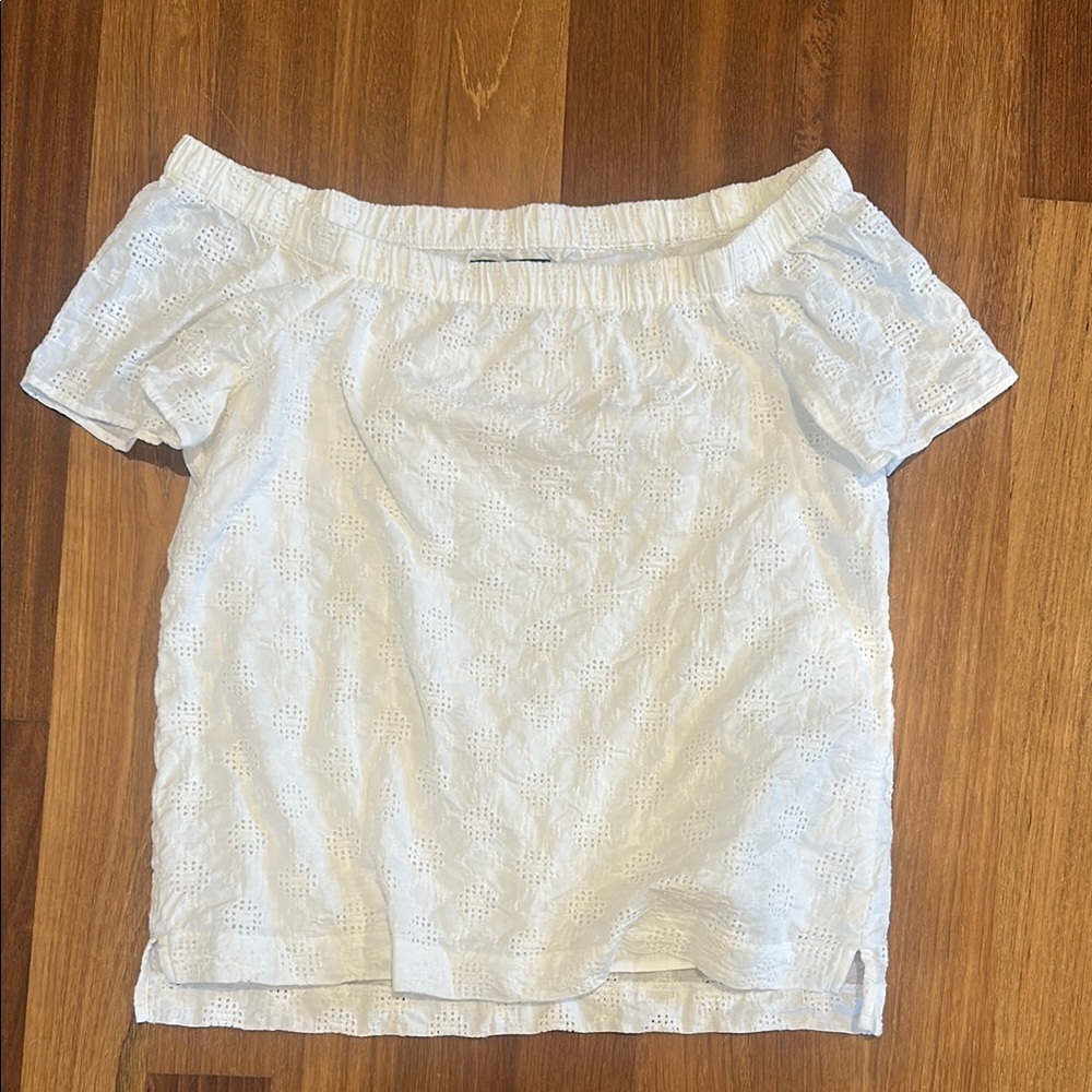 Banana Republic White Eyelet Off-Shoulder Top